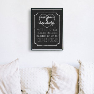 Bröllop Memory Förlovning Story Black and White Poster