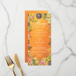 Bröllop Menu Autumn Maple Löv Pumpkin Solros Meny