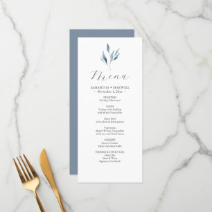 Bröllop Menu Cards Watercolor Botanical Löv Meny