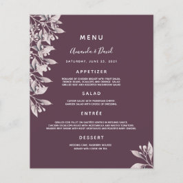 Bröllop Menu cassis lila botanisk damm ro