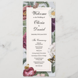 Bröllop Menu Ceremony Bloom Flower Butterfly Program