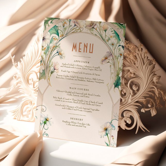 Bröllop Menu Daisyn Art nouveau av Mucha Inbjudningar (Skapare uppladdad)