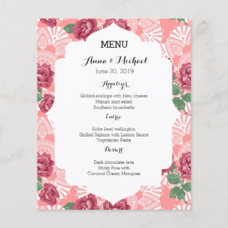 Bröllop Menu delikat Land Chic Ro & Snöre