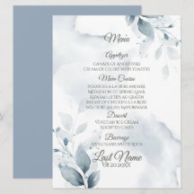 Bröllop Menu | Dusty Blue Botanical Menu