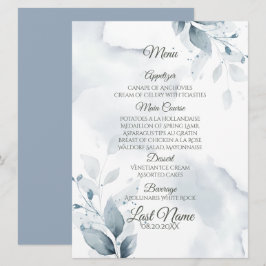 Bröllop Menu | Dusty Blue Botanical Menu Meny