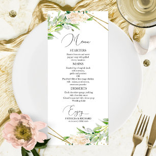 Bröllop Menu Elegant Geometric Greenery Meny