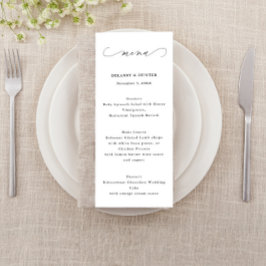 Bröllop Menu, Elegant Script-minimalistisk tall Meny