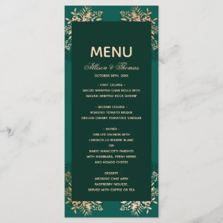 Bröllop Menu Emerald guld örb Meny