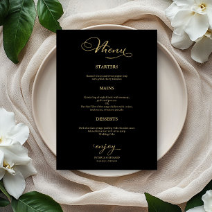 Bröllop Menu enkel Elegant Guld och svart Meny