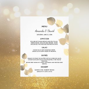 Bröllop Menu eucalyptus golden botaniska budget Flygblad