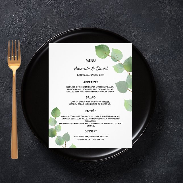Bröllop Menu eucalyptus greenery botanical (Skapare uppladdad)