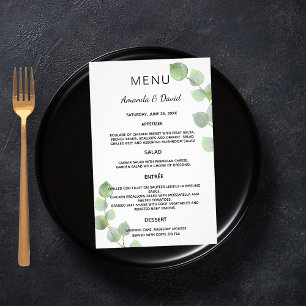 Bröllop Menu eucalyptus greenery botanique budget Flygblad