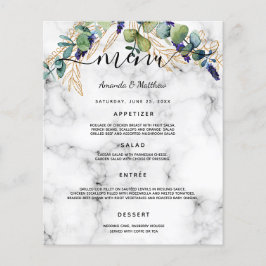 Bröllop Menu eucalyptus greenery marble guld