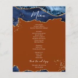 Bröllop Menu Flyer för budgetblått Orange