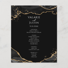 Bröllop Menu Flyer-menyn för Glitter-i Svarta Guld Flygblad
