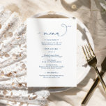 Bröllop Menu för marin blå Elegant Meny<br><div class="desc">*** Ange H064 i butikssökningen för att hitta alla matchande objekt *** Eller besök vår Elegant Calligraphy Collection. *** Den här högkvalitativa designen är enkel att anpassa för att matcha bröllop färg, stilar och tema. Om du vill göra ytterligare anpassningar klickar du på länken "Redigera med Design Verktyg" och användor...</div>