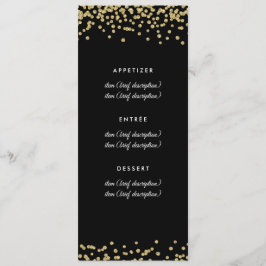 Bröllop Menu Guld Faux Glitter confetti Black Meny
