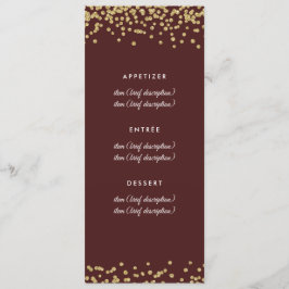 Bröllop Menu Guld Faux Glitter confetti Marsala Meny