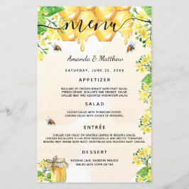 Bröllop Menu humla honungscomb blommigtar