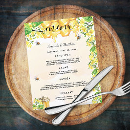 Bröllop Menu humla honungscomb blommigtar
