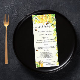 Bröllop Menu humla honungscomb blommigtar Reklamkort