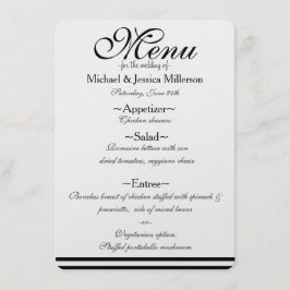 Bröllop Menu i Svarta och vita Rand Meny