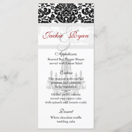 Bröllop Menu-kort Chandelier Black White Meny