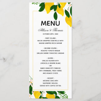 Bröllop Menu Lemon gult bröllopsinbjudan Meny