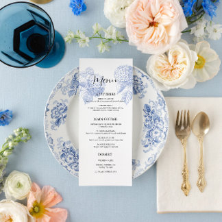 Bröllop Menu med Blue Hydrangea Meny