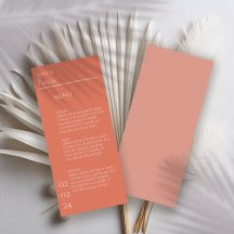 Bröllop Menu med minimalistisk Orange