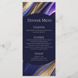 Bröllop Menu-Modern Abstrakt Blue Lila Guld- Meny