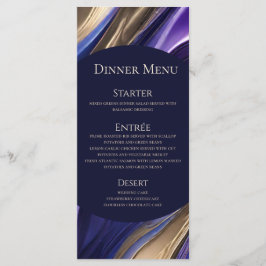 Bröllop Menu-Modern Abstrakt Blue Lila Guld- Meny