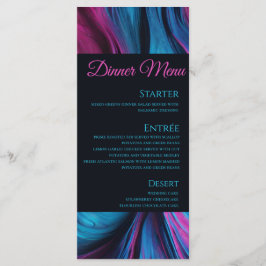 Bröllop Menu-Modern Abstrakt Blue och Rosa- Meny