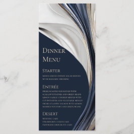 Bröllop Menu-Modern Abstrakt Blue White Guld- Meny