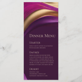 Bröllop Menu-Modern Lila Fuchsia och Guld Meny