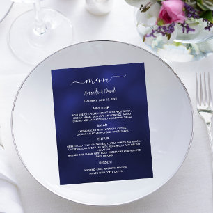 Bröllop Menu navy blue white budget Flygblad