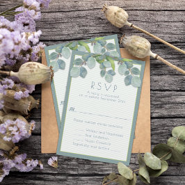 Bröllop Menu OSA kort botaniska Eucalyptus Gren