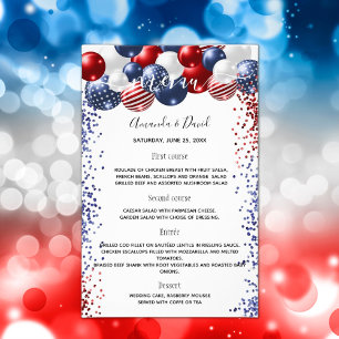 Bröllop Menu patriotisk rött vitt blått budget Flygblad