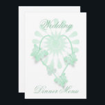 Bröllop Menu Peppermint Butterflies Heart Meny<br><div class="desc">Bröllop-menyns pepparmint-färgad-knappar har hjärtdesign. Du kan anpassa den här menyn på färgaden bröllop med information om bröllop. Om du behöver hjälp med att anpassa kan du kontakta oss via länken på den här sidan. Pepparmint-färgadens hjärta och fjärilar designer personlig bröllop-menyn</div>