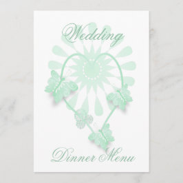 Bröllop Menu Peppermint Butterflies Heart Meny
