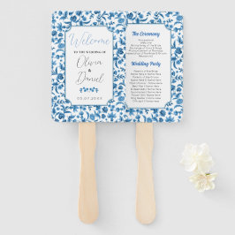 Bröllop Menu Program Chintz Blue & White Blommigt