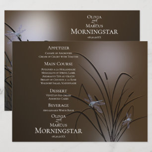 Bröllop Menu-programmet Soft Mocha Dragonfly Meny