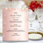 Bröllop Menu ro guld<br><div class="desc">En elegant bröllop-meny. Bakgrund i ro guld,  dekorerad med faux-gnistor. Mallar för namn,  datum och bröllop-menyn.</div>
