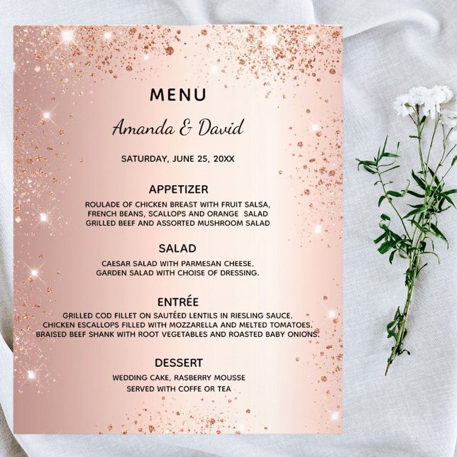 Bröllop Menu ro guld glitter-reservdelar Flygblad (Skapare uppladdad)
