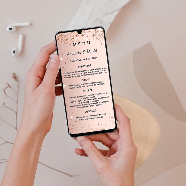 Bröllop Menu ro guld-miniatyrkort Inbjudningar (Skapare uppladdad)