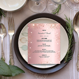 Bröllop Menu  rosa glitter stoftmetall vid 