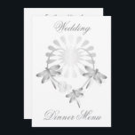 Bröllop Menu Silver Dragonflies Heart Meny<br><div class="desc">silver-färgadens dragonster på bröllop-menyn är hjärtformad. Du kan anpassa menyn silver färgad bröllop med dina bröllop-detaljer. Om du behöver hjälp med att anpassa kan du kontakta oss via länken på den här sidan. Silver färgad hjärta och drakar utformar personlig bröllop-menyn</div>