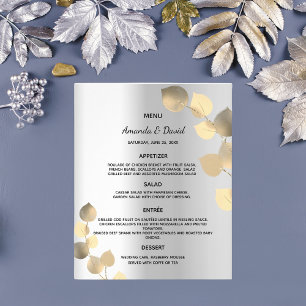 Bröllop Menu silver eucalyptus gyden budget Flygblad