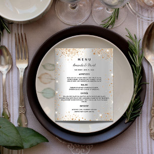 Bröllop Menu silver guld glitter-miniatyrdiagram Flygblad
