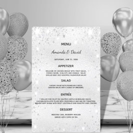 Bröllop Menu silver metallisk elegant för damm frå